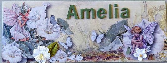 fairies, white flowers, sage colour, butterflies, embellishments