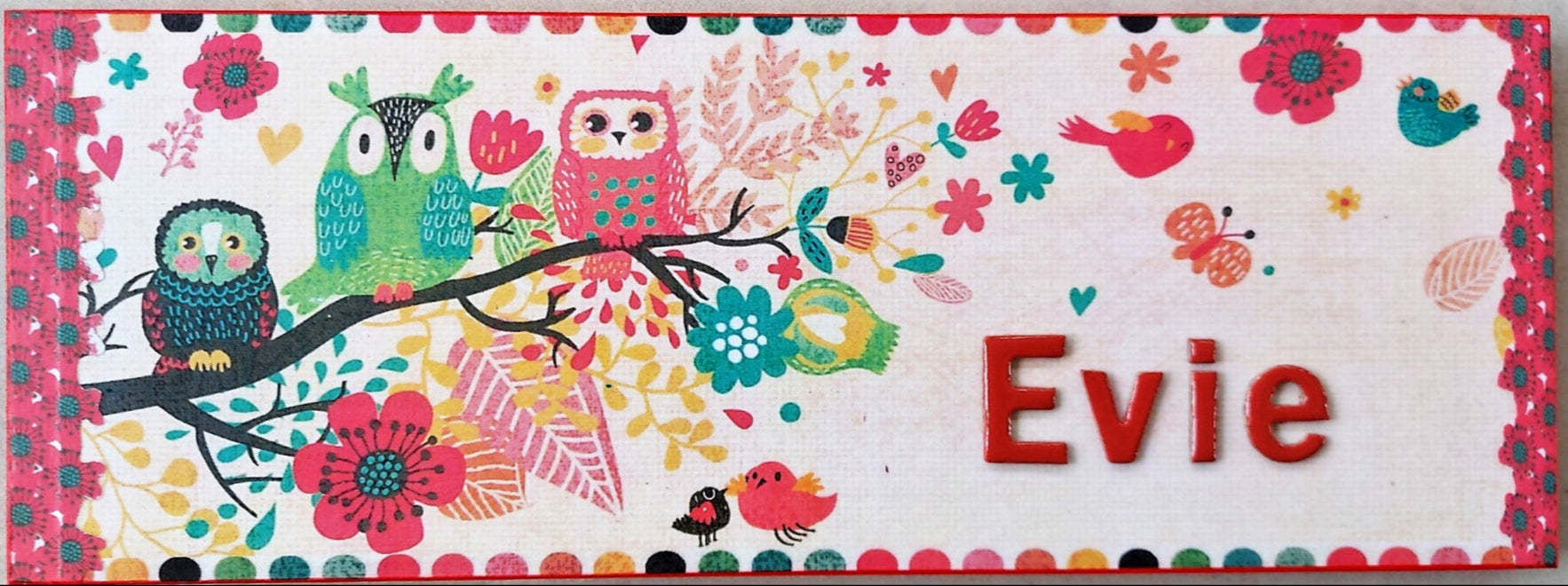 owls, flowers, birds, colourful, beige, orange, green, tree