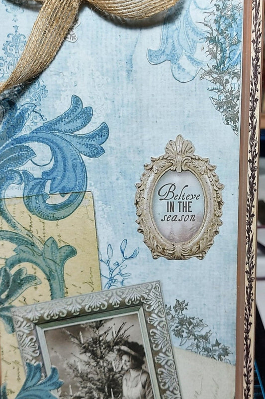 Christmas Plaque ... Frost hessian bow