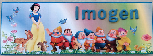 snow, white, seven, dwarfs, disney, cartoon, bambi, toddler, name, plaque, 