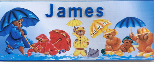teddies, baby, toddler, name plaque, colourful, fun, rainbow, playful, unique, handmade, designer