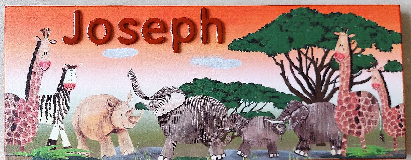 jungle animals, elephants, giraffe, trees rhino colourful