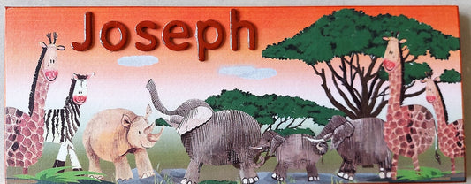 jungle animals, elephants, giraffe, trees rhino colourful